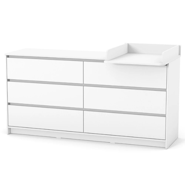 Komoda se 6 zásuvkami Lovitto Gekko. 175×51×87 cm. Bílá